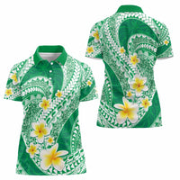 Plumeria Polynesian Green Glitter Pattern Women Polo Shirt LT01 - Polynesian Pride
