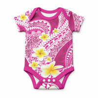 Plumeria Polynesian Pink Glitter Pattern Baby Onesie LT01 Pink - Polynesian Pride