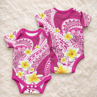 Plumeria Polynesian Pink Glitter Pattern Baby Onesie LT01 - Polynesian Pride