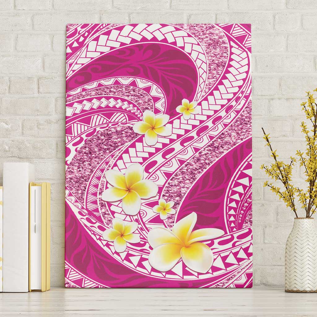 Plumeria Polynesian Pink Glitter Pattern Canvas Wall Art LT01 Without Frame Pink - Polynesian Pride