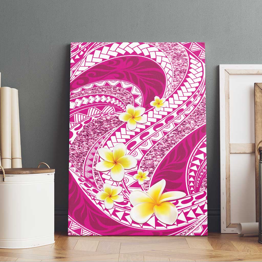 Plumeria Polynesian Pink Glitter Pattern Canvas Wall Art LT01 - Polynesian Pride