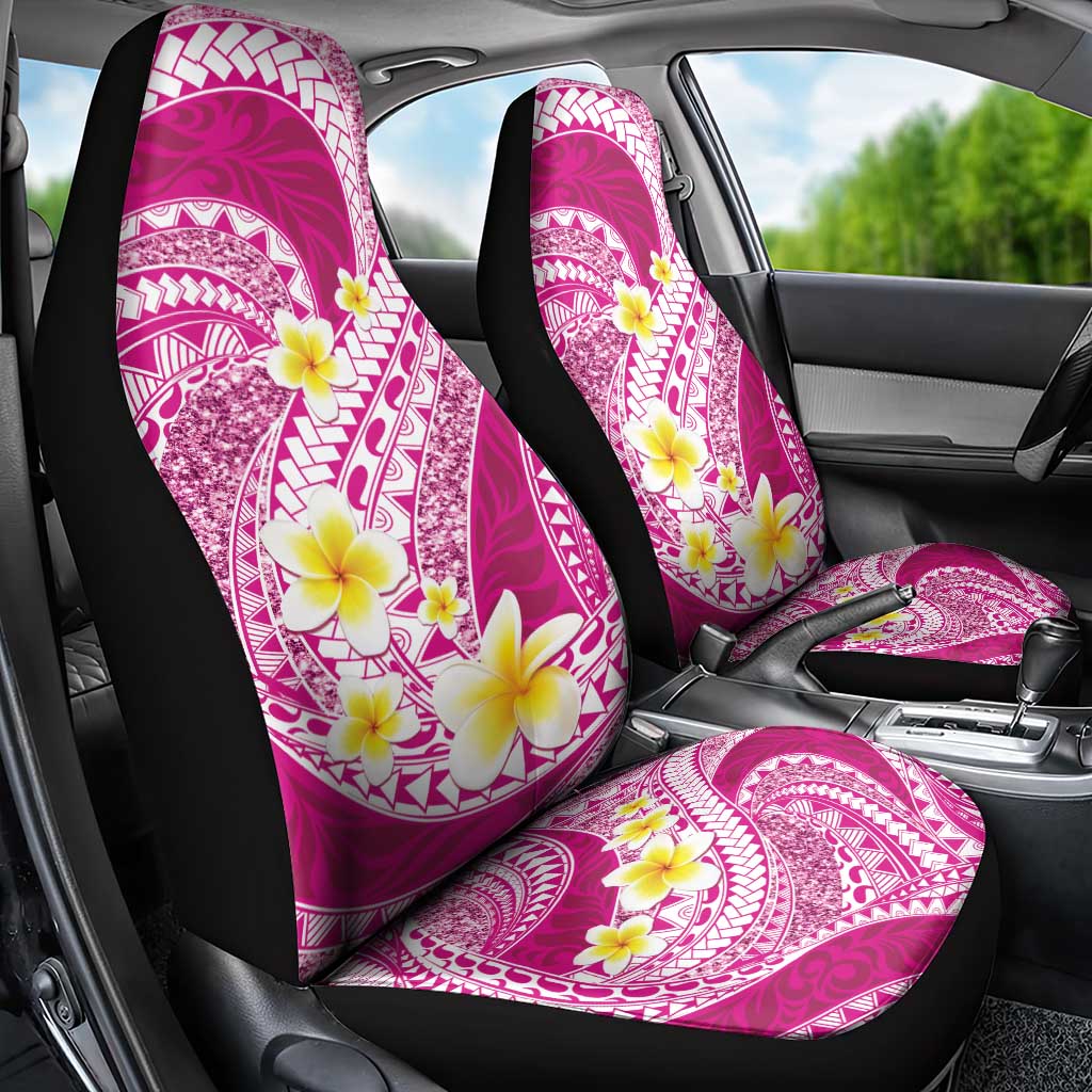 Plumeria Polynesian Pink Glitter Pattern Car Seat Cover LT01 - Polynesian Pride