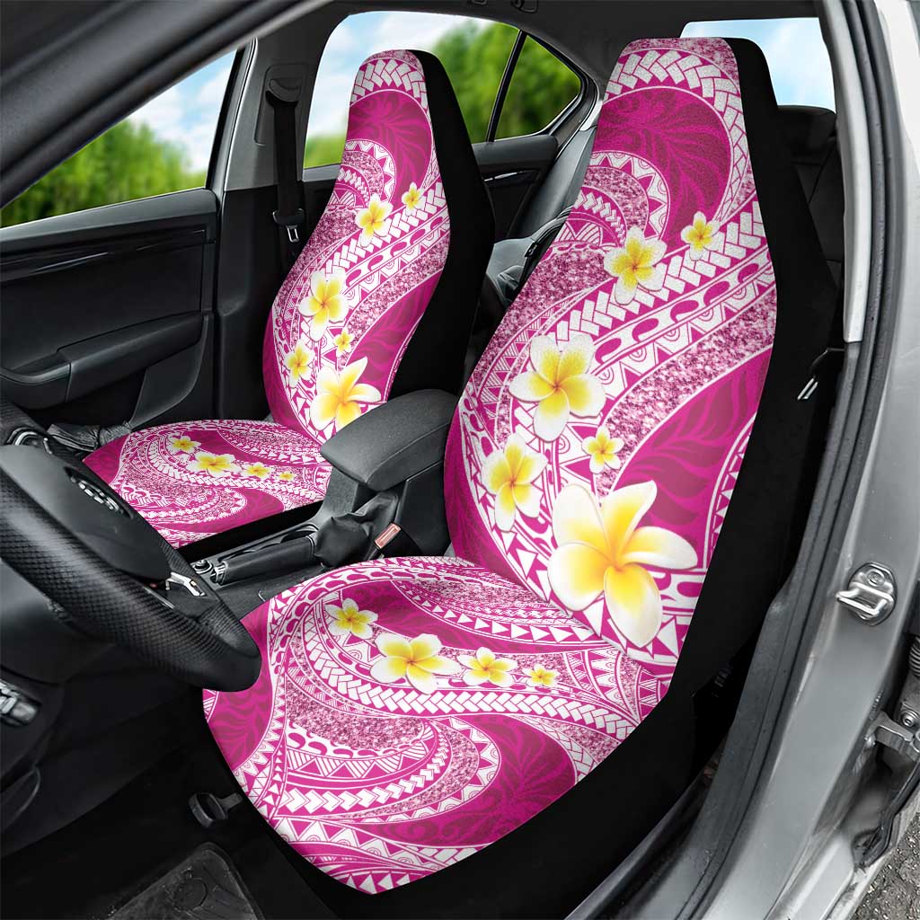 Plumeria Polynesian Pink Glitter Pattern Car Seat Cover LT01 - Polynesian Pride