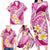 Plumeria Polynesian Pink Glitter Pattern Family Matching Long Sleeve Bodycon Dress and Hawaiian Shirt