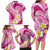 Plumeria Polynesian Pink Glitter Pattern Family Matching Long Sleeve Bodycon Dress and Hawaiian Shirt