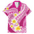 Plumeria Polynesian Pink Glitter Pattern Family Matching Long Sleeve Bodycon Dress and Hawaiian Shirt