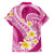 Plumeria Polynesian Pink Glitter Pattern Family Matching Long Sleeve Bodycon Dress and Hawaiian Shirt