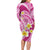 Plumeria Polynesian Pink Glitter Pattern Family Matching Long Sleeve Bodycon Dress and Hawaiian Shirt