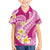 Plumeria Polynesian Pink Glitter Pattern Family Matching Long Sleeve Bodycon Dress and Hawaiian Shirt