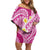 Plumeria Polynesian Pink Glitter Pattern Family Matching Off Shoulder Short Dress and Hawaiian Shirt