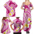 Plumeria Polynesian Pink Glitter Pattern Family Matching Summer Maxi Dress and Hawaiian Shirt