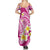 Plumeria Polynesian Pink Glitter Pattern Family Matching Summer Maxi Dress and Hawaiian Shirt