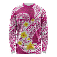 Plumeria Polynesian Pink Glitter Pattern Long Sleeve Shirt LT01 Unisex Pink - Polynesian Pride