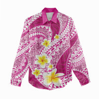 Plumeria Polynesian Pink Glitter Pattern Women Casual Shirt LT01 - Polynesian Pride
