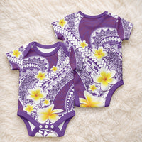 Plumeria Polynesian Purple Glitter Pattern Baby Onesie LT01 - Polynesian Pride