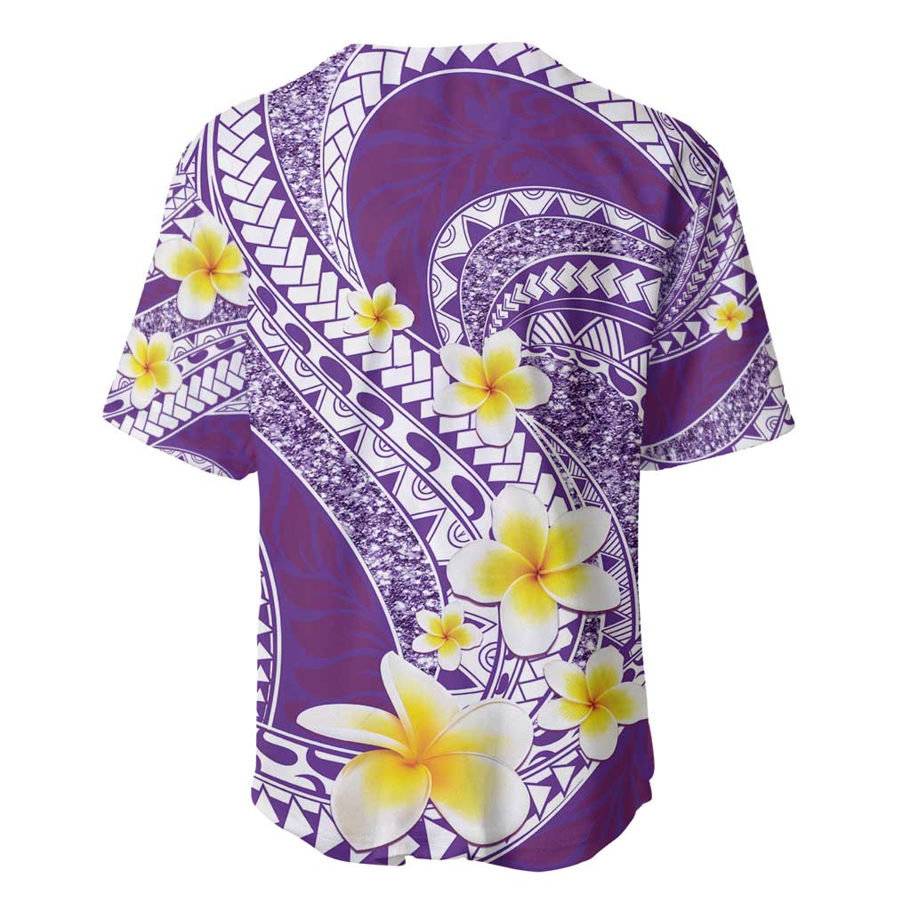 Plumeria Polynesian Purple Glitter Pattern Baseball Jersey LT01 - Polynesian Pride