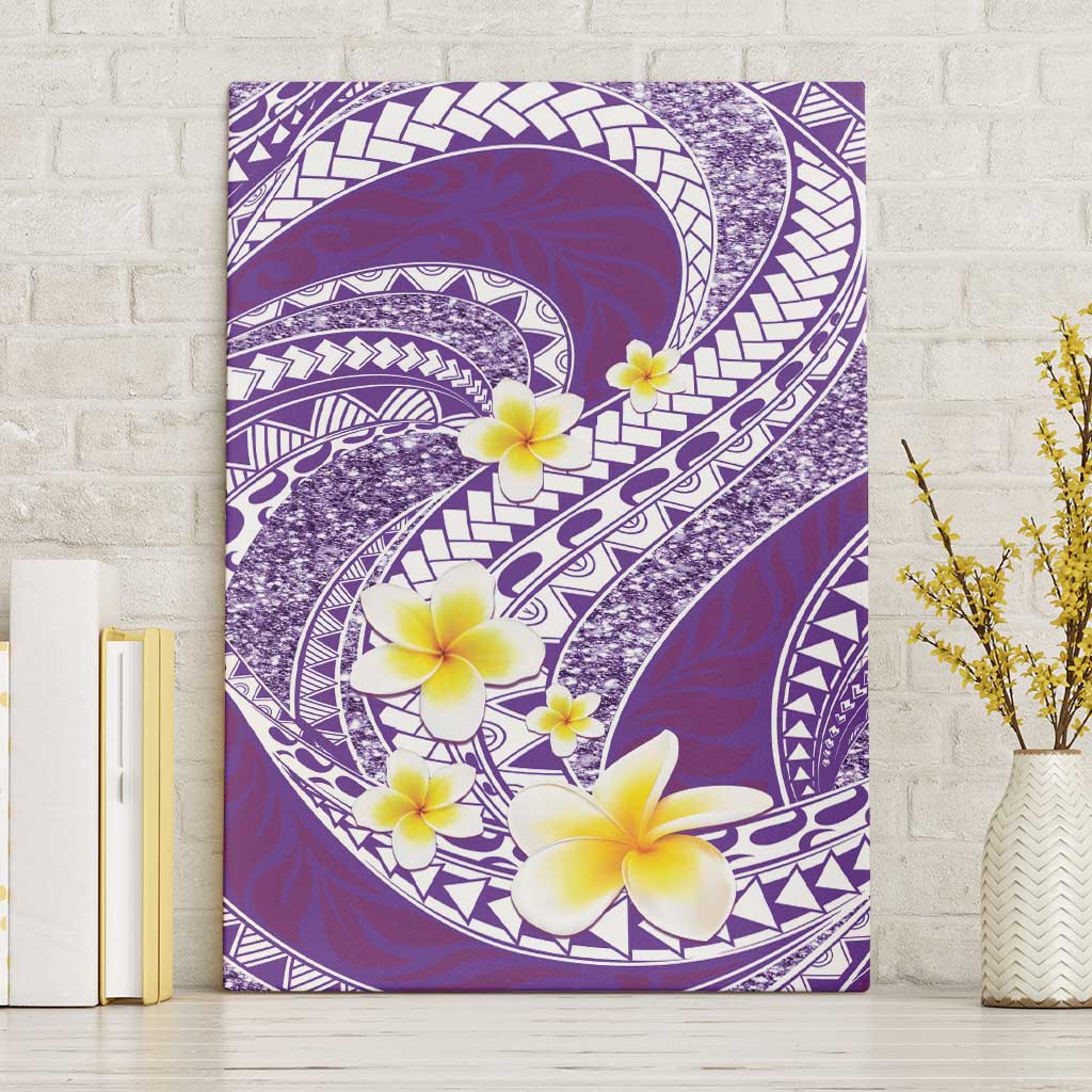 Plumeria Polynesian Purple Glitter Pattern Canvas Wall Art LT01 Without Frame Purple - Polynesian Pride