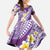 Plumeria Polynesian Purple Glitter Pattern Family Matching Long Sleeve Bodycon Dress and Hawaiian Shirt