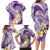 Plumeria Polynesian Purple Glitter Pattern Family Matching Long Sleeve Bodycon Dress and Hawaiian Shirt