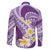 Plumeria Polynesian Purple Glitter Pattern Family Matching Long Sleeve Bodycon Dress and Hawaiian Shirt