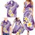 Plumeria Polynesian Purple Glitter Pattern Family Matching Summer Maxi Dress and Hawaiian Shirt