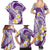 Plumeria Polynesian Purple Glitter Pattern Family Matching Summer Maxi Dress and Hawaiian Shirt