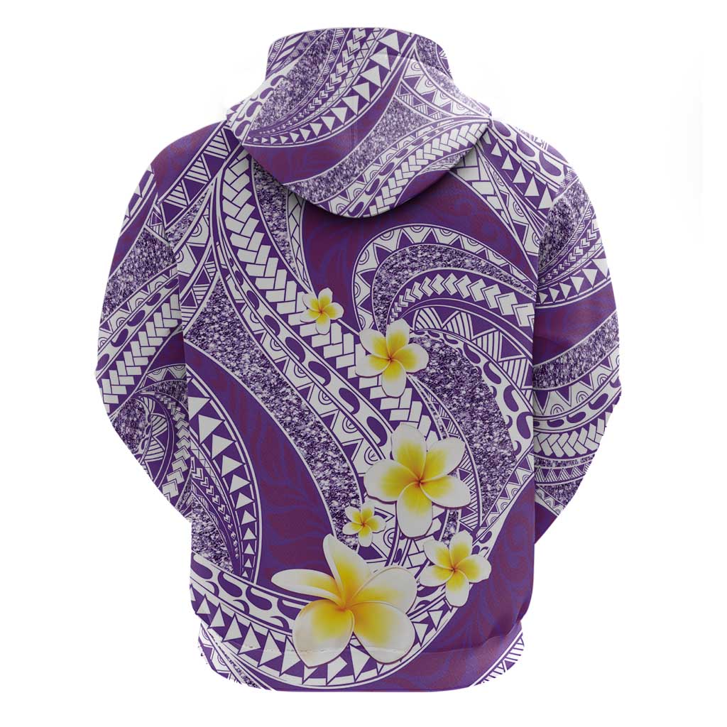 Plumeria Polynesian Purple Glitter Pattern Hoodie LT01 - Polynesian Pride