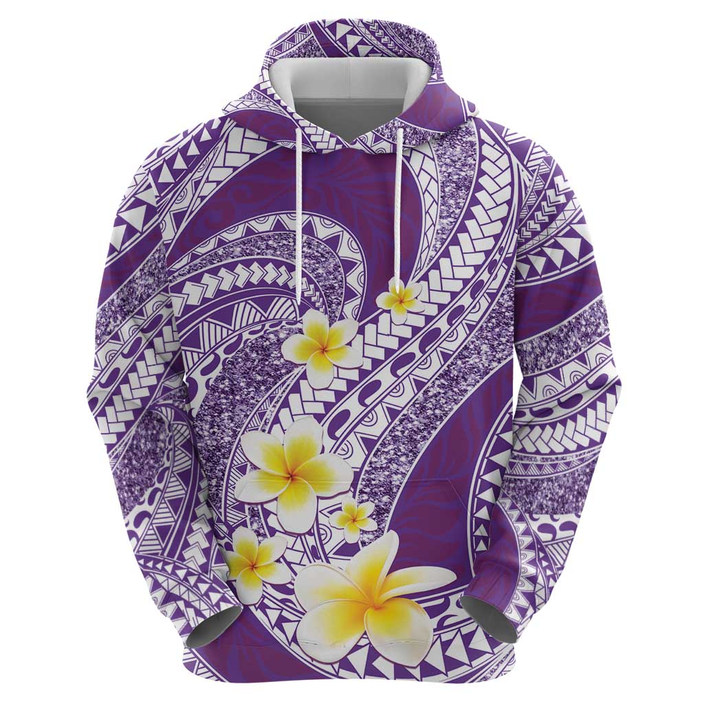 Plumeria Polynesian Purple Glitter Pattern Hoodie LT01 - Polynesian Pride