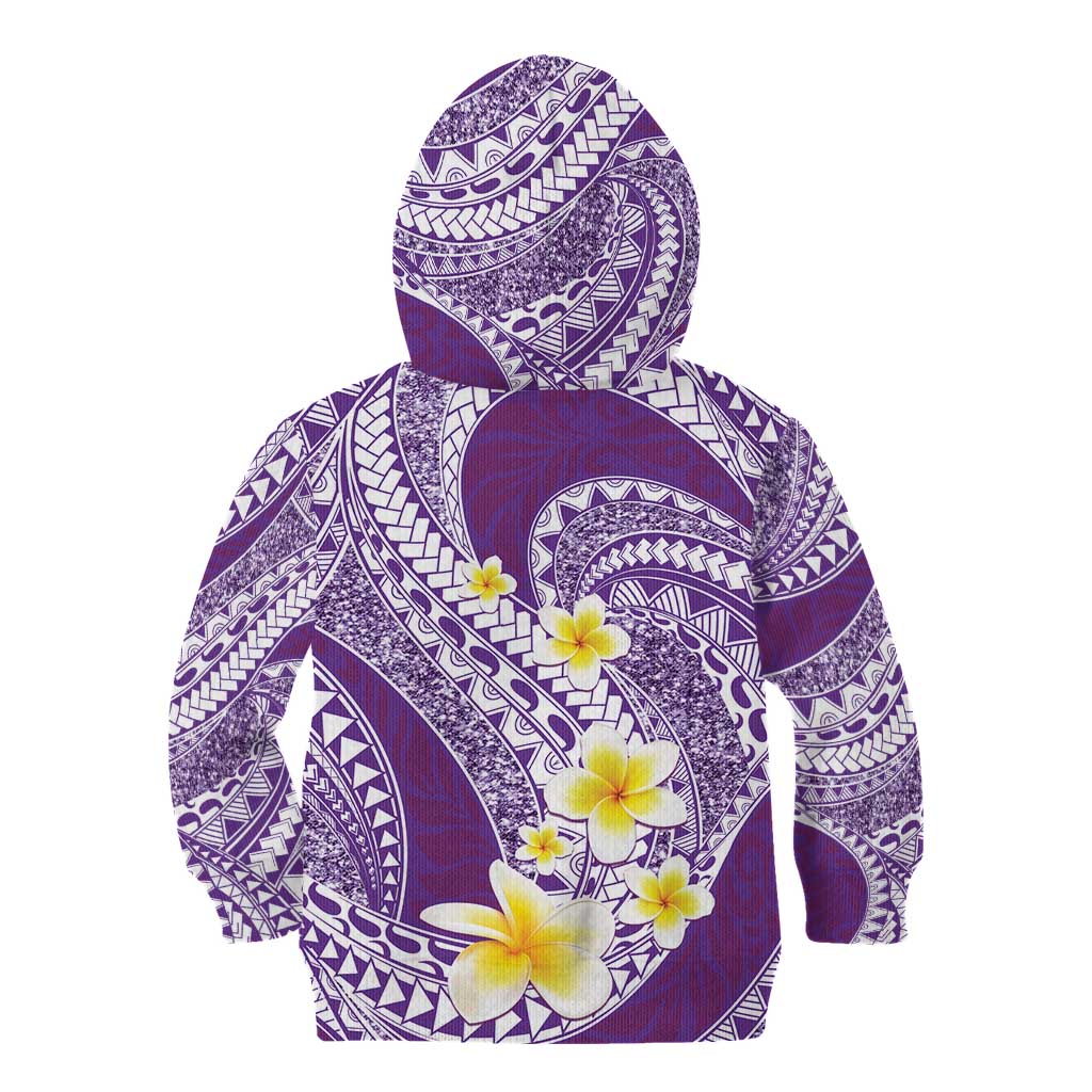 Plumeria Polynesian Purple Glitter Pattern Kid Hoodie LT01 - Polynesian Pride
