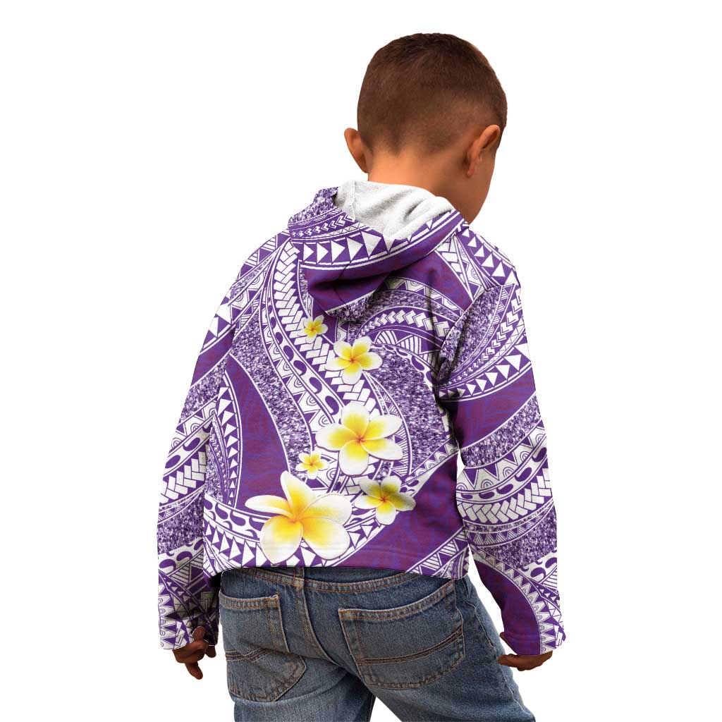 Plumeria Polynesian Purple Glitter Pattern Kid Hoodie LT01 - Polynesian Pride