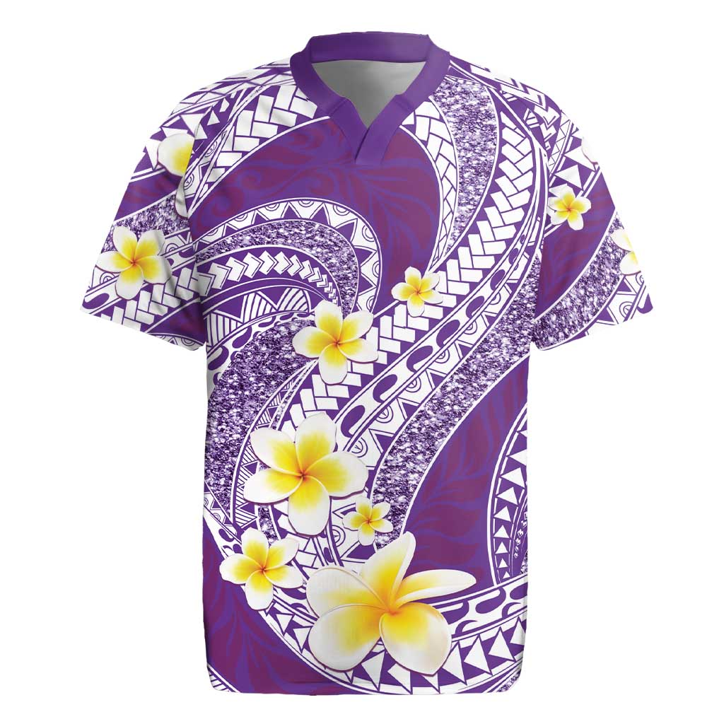 Plumeria Polynesian Purple Glitter Pattern Rugby Jersey LT01 Purple - Polynesian Pride