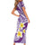 Plumeria Polynesian Purple Glitter Pattern Short Sleeve Bodycon Dress