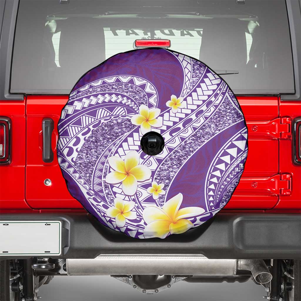 Plumeria Polynesian Purple Glitter Pattern Spare Tire Cover LT01 - Polynesian Pride