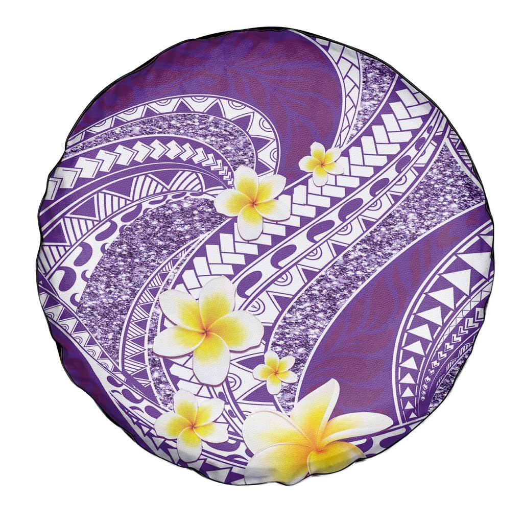 Plumeria Polynesian Purple Glitter Pattern Spare Tire Cover LT01 - Polynesian Pride