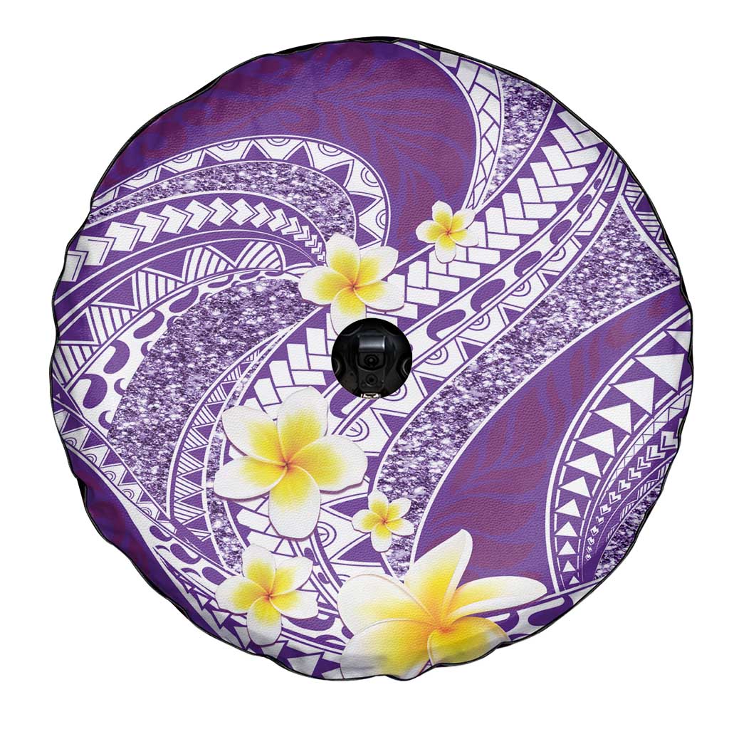 Plumeria Polynesian Purple Glitter Pattern Spare Tire Cover LT01 - Polynesian Pride