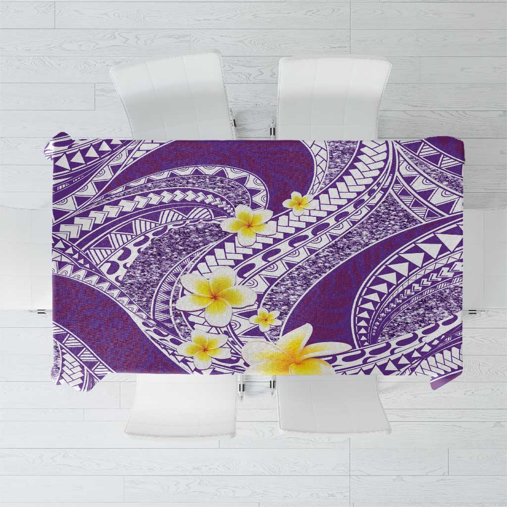 Plumeria Polynesian Purple Glitter Pattern Tablecloth