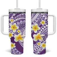 Plumeria Polynesian Purple Glitter Pattern Tumbler With Handle LT01 One Size: 40 oz Purple - Polynesian Pride
