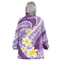 Plumeria Polynesian Purple Glitter Pattern Wearable Blanket Hoodie LT01 One Size Purple - Polynesian Pride