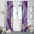 Plumeria Polynesian Purple Glitter Pattern Window Curtain