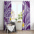 Plumeria Polynesian Purple Glitter Pattern Window Curtain