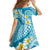 Plumeria Polynesian Sky Blue Glitter Pattern Family Matching Long Sleeve Bodycon Dress and Hawaiian Shirt