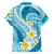 Plumeria Polynesian Sky Blue Glitter Pattern Family Matching Long Sleeve Bodycon Dress and Hawaiian Shirt