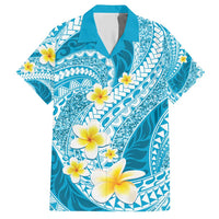 Plumeria Polynesian Sky Blue Glitter Pattern Hawaiian Shirt LT01 Sky Blue - Polynesian Pride