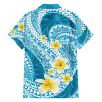 Plumeria Polynesian Sky Blue Glitter Pattern Hawaiian Shirt LT01 - Polynesian Pride
