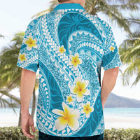 Plumeria Polynesian Sky Blue Glitter Pattern Hawaiian Shirt LT01 - Polynesian Pride