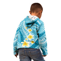 Plumeria Polynesian Sky Blue Glitter Pattern Kid Hoodie LT01 - Polynesian Pride