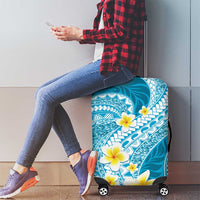 Plumeria Polynesian Sky Blue Glitter Pattern Luggage Cover LT01 - Polynesian Pride