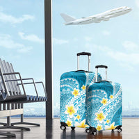 Plumeria Polynesian Sky Blue Glitter Pattern Luggage Cover LT01 - Polynesian Pride