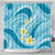 Plumeria Polynesian Sky Blue Glitter Pattern Shower Curtain