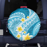 Plumeria Polynesian Sky Blue Glitter Pattern Spare Tire Cover LT01 No hole Sky Blue - Polynesian Pride